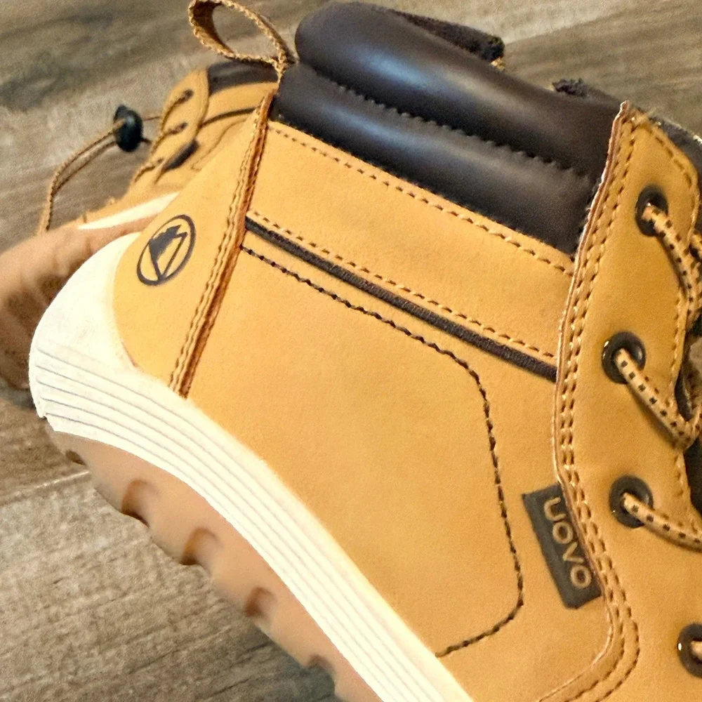 UOVO Kids High Top Side Zip Water-Resitant Hiking Boots,‎ Tan, 31/ 12.5